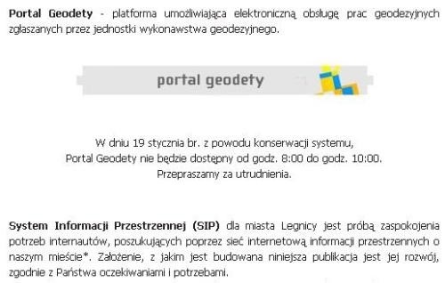 W poniedziałek rano portal geodezyjny będzie niedostępny