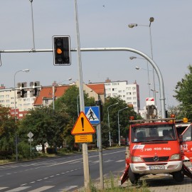 Uszkodzona podczas wichury sygnalizacja na ul. Wrocławskiej już zamontowana