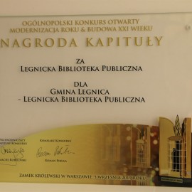 powiększ zdjęcie: Modernizacja Roku 2018. Nagroda Kapituły dla Legnickiej Biblioteki Publicznej