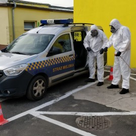 powiększ zdjęcie: Strażnicy miejscy dbają o bezpieczeństwo w czasie pandemii