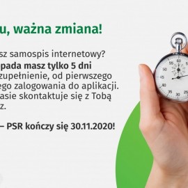 powiększ zdjęcie: Skrócony czas na wypełnienie samospisu od pierwszego logowania