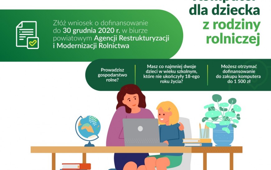 Dofinansowanie komputera dla dziecka rolnika. Nawet 1500 zł
