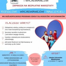 powiększ zdjęcie: Warsztaty dla rodziców. Zapraszamy legniczan na bezpłatne zajęcia