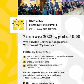 powiększ zdjęcie: Piąta edycja Kongresu Firm Rodzinnych już w czerwcu. Rozpoczęły się zapisy