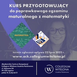 Witelonka zaprasza na kurs przygotowujący do poprawki matury z matematyki