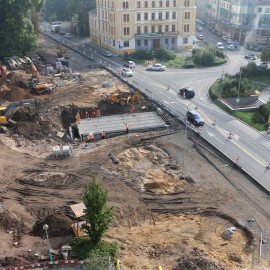 powiększ zdjęcie: Przebudowa placu Słowiańskiego. Prace w przejściu podziemnym