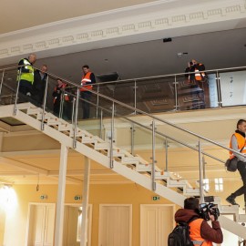 powiększ zdjęcie: Prezydent spotkał się z mediami w powstającym Centrum Witelona
