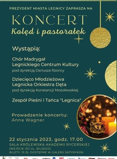 W Sali Królewskiej trzy zespoły zaśpiewają kolędy i pastorałki. Zapraszamy