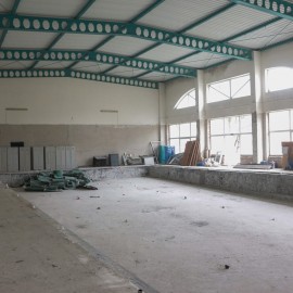 Przebudowa basenu Bąbelek. Przygotowania do montażu stalowej niecki