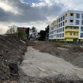 powiększ zdjęcie: Rozpoczęła się budowa drogi łączącej ul. Żołnierską z Marynarską