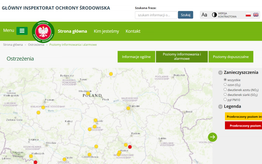 Obszar ryzyka wystąpienia przekroczenia poziomu pyłu PM10