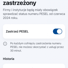 powiększ zdjęcie: Zastrzeż PESEL i chroń swoje dane w mObywatelu 2.0