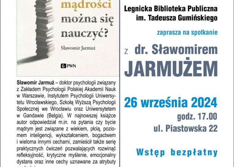 Czy mądrości można się nauczyć? Dowiesz się na spotkaniu