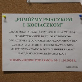 powiększ zdjęcie: Światowy Dzień Zwierząt – obchody w szkołach i przedszkolach