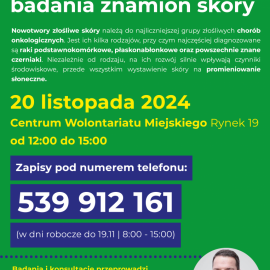 powiększ zdjęcie: Bezpłatne badanie znamion skóry