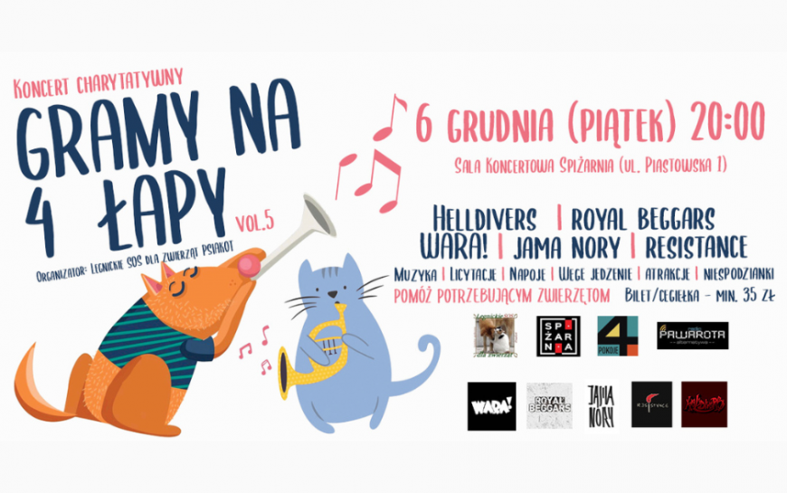 Gramy na 4 Łapy – charytatywny koncert na rzecz legnickich zwierząt