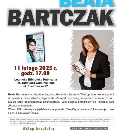 Legnicka Biblioteka Publiczna zaprasza na spotkanie z Beatą Bartczak