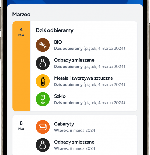 W aplikacji LKM udostępniamy harmonogram odbioru odpadów