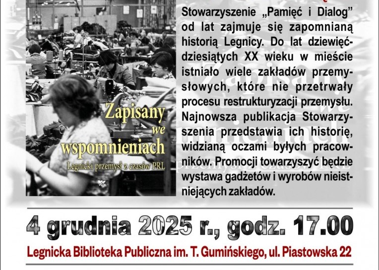 Zapraszamy na promocję książki o legnickim przemyśle w czasach PRL