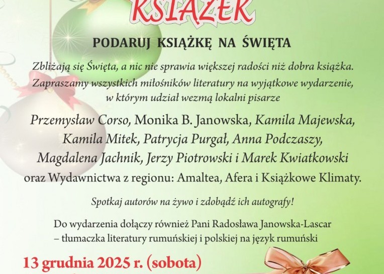 Zapraszamy na świąteczny kiermasz książek