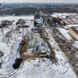 powiększ zdjęcie: Postęp prac przy budowie nowego żłobka na Piekarach