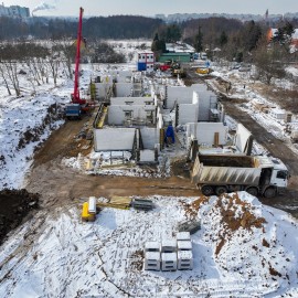 powiększ zdjęcie: Postęp prac przy budowie nowego żłobka na Piekarach