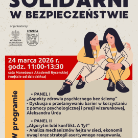 Zapraszamy młodzież ze szkół średnich na konferencję „Solidarni w bezpieczeństwie”