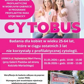 powiększ zdjęcie: Zadbaj o zdrowie w „Cytobusie”! Bezpłatne badania dla legniczanek