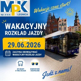 Wakacyjny rozkład jazdy MPK Legnica od 29 czerwca
