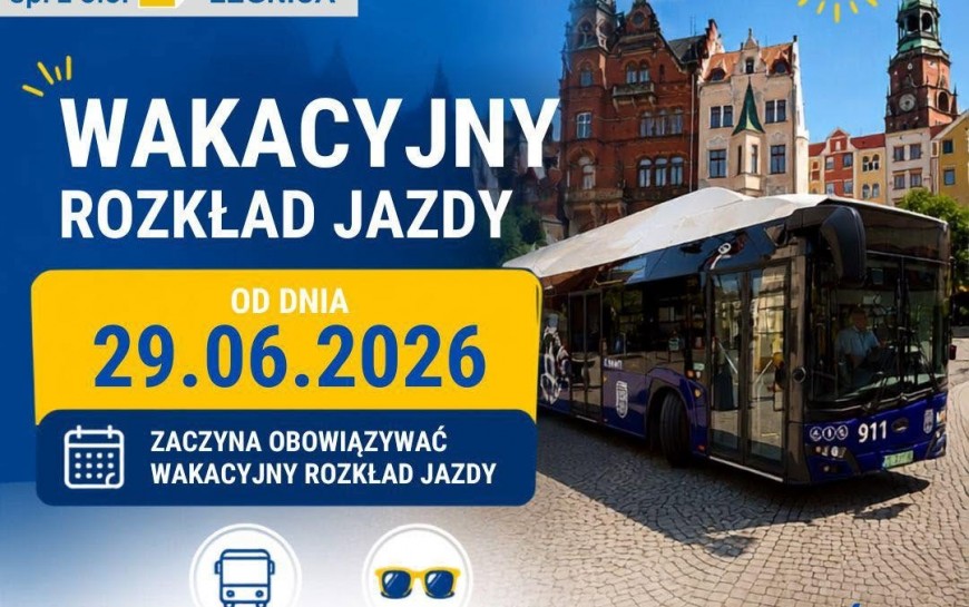 Wakacyjny rozkład jazdy MPK Legnica od 29 czerwca