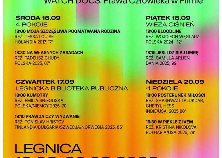 24. Objazdowy Festiwal Filmowy WATCH DOCS zawita do Legnicy