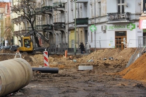 Głębokie wykopy na Jaworzyńskiej