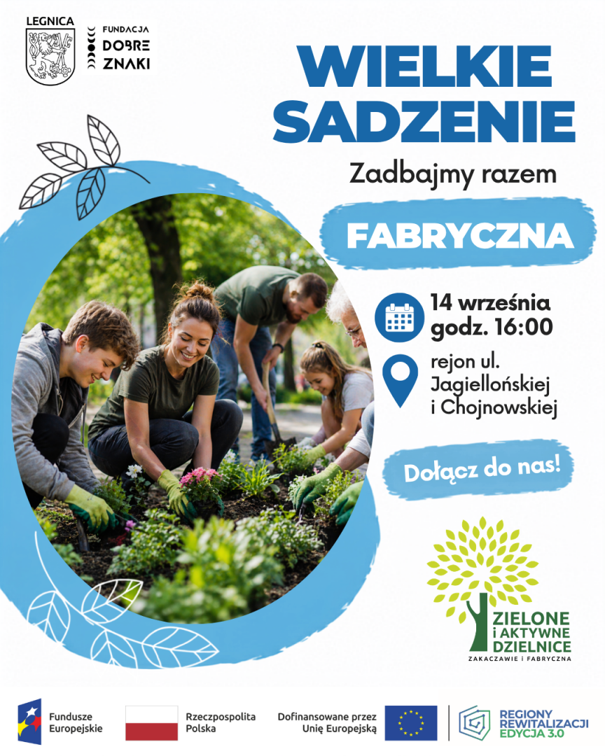Plakat informacujny z terminem spotkania dla obszaru Fabryczna, 14 września godz. 16, rejon Jagiellońskiej i Chojnowskiej