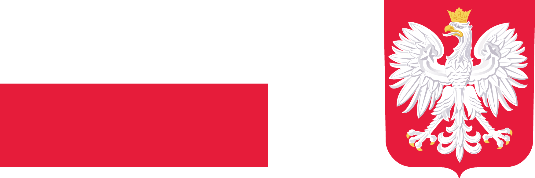 Zdjęcie przedstawiające flagę i godło Polski.
