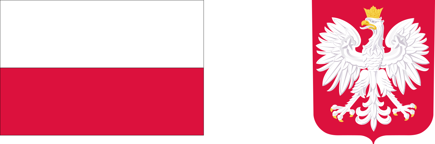 Zdjęcie przedstawiające flagę Państwową Rzeczypospolitej Polskiej, oraz herb Polski