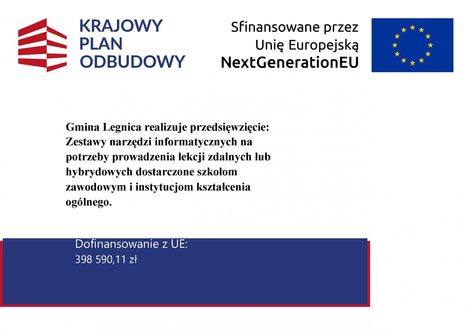 Obiekt otwiera nowe okno. Tablica informacyjna - Zestawy do nauki zdalnej w ramach KPO