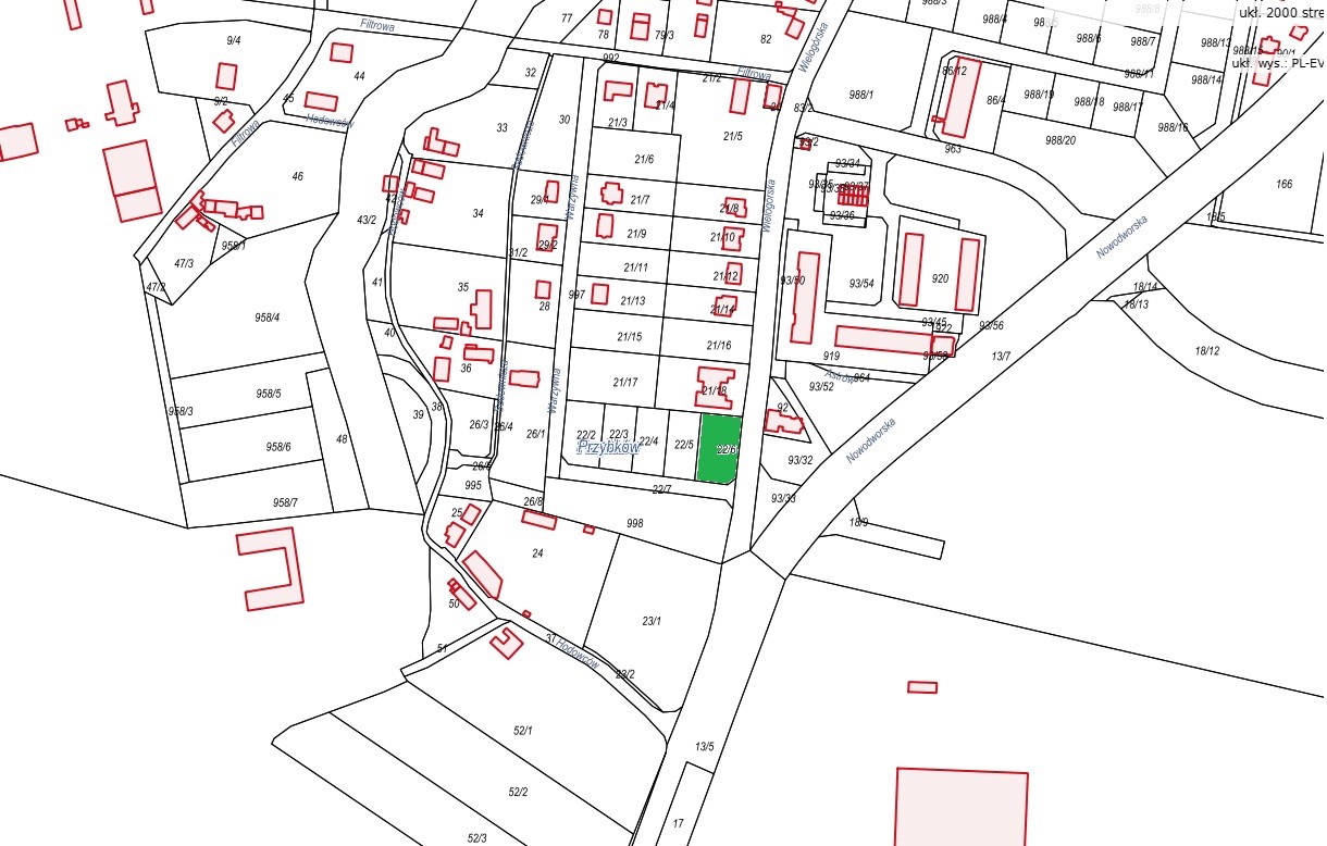 Mapa poglądowa do przetargu ul. Wielogórska, działka nr 22/6