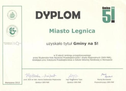 Dyplom - Gmina na 5!