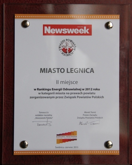 Legnica wyr&oacute;żniona na  IV Og&oacute;lnopolskim Kongresie Region&oacute;w              