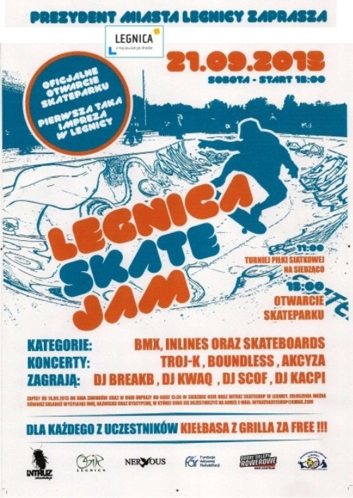 LEGNICA SKATE JAM – już w sobotę oficjalne otwarcie skateparku