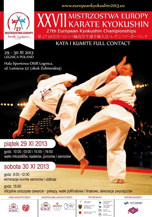 plakat Mistrzostwa Europy Karate Kyokushin w Legnicy 