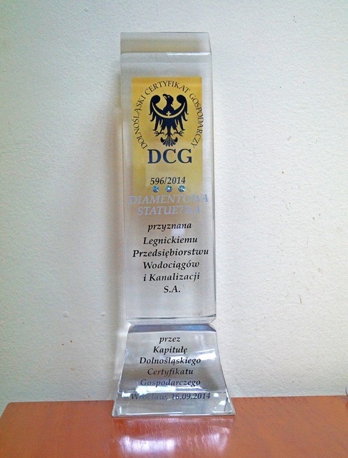 Legnickie wodociągi wyr&oacute;żnione  Dolnośląskim Certyfikatem Gospodarczym
