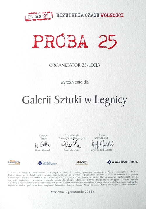 Galeria Sztuki medalowym &bdquo;Organizatorem 25-lecia&rdquo;  branży złotniczej