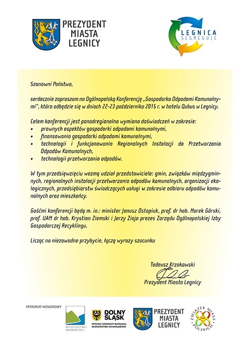 zaproszenie prezydenta Legnicy